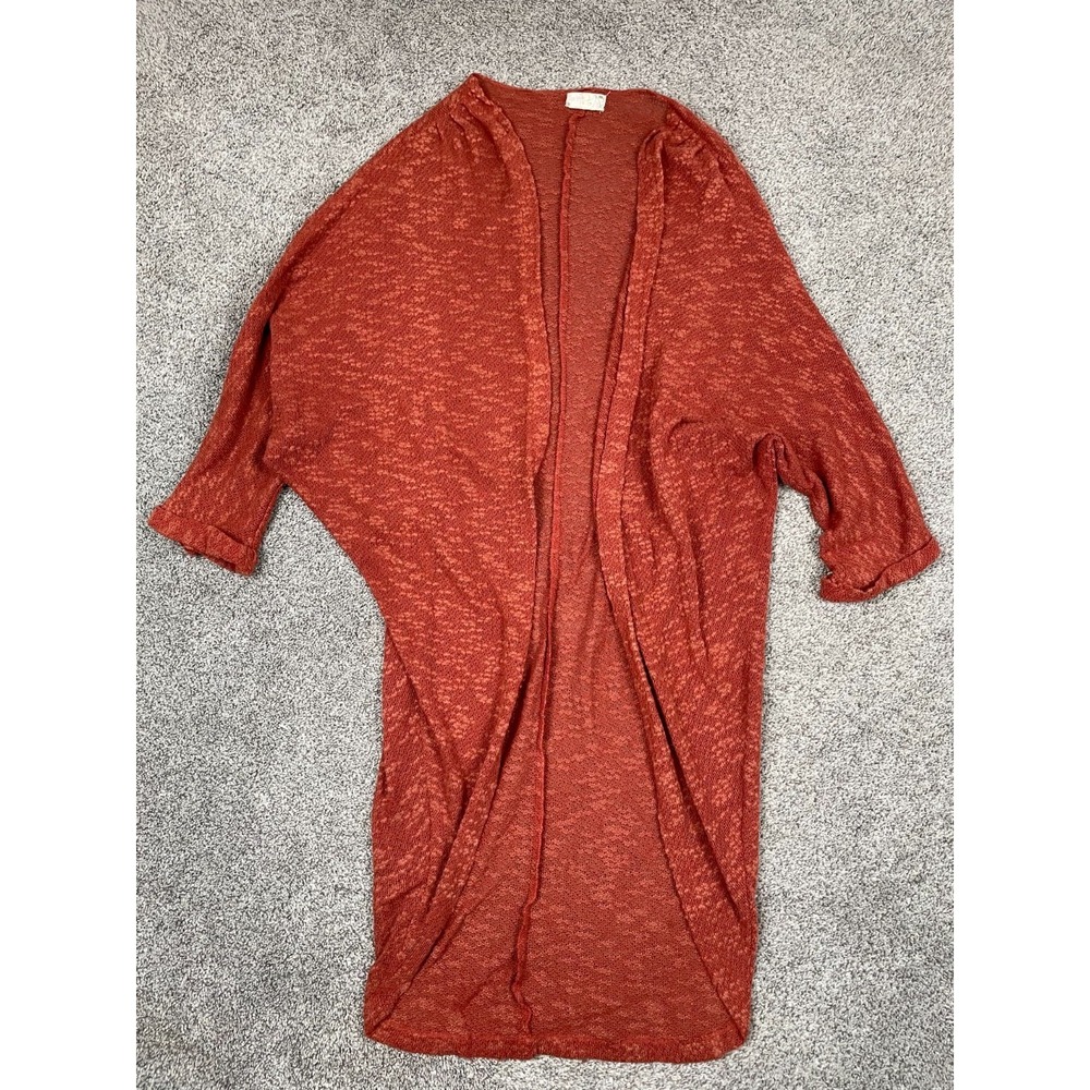 Free People Sweater Womens One‎ Size Orange Duster Cardigan Loose Knit Boho Long